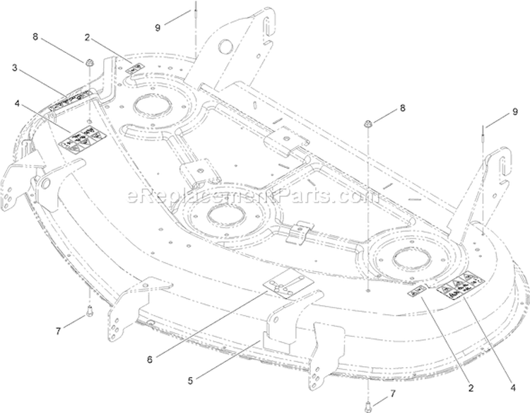 50 Inch Deck Decal Assembly Diagram and Parts List for 74820 310000001-310999999 - 2010 Toro Lawn Tractor