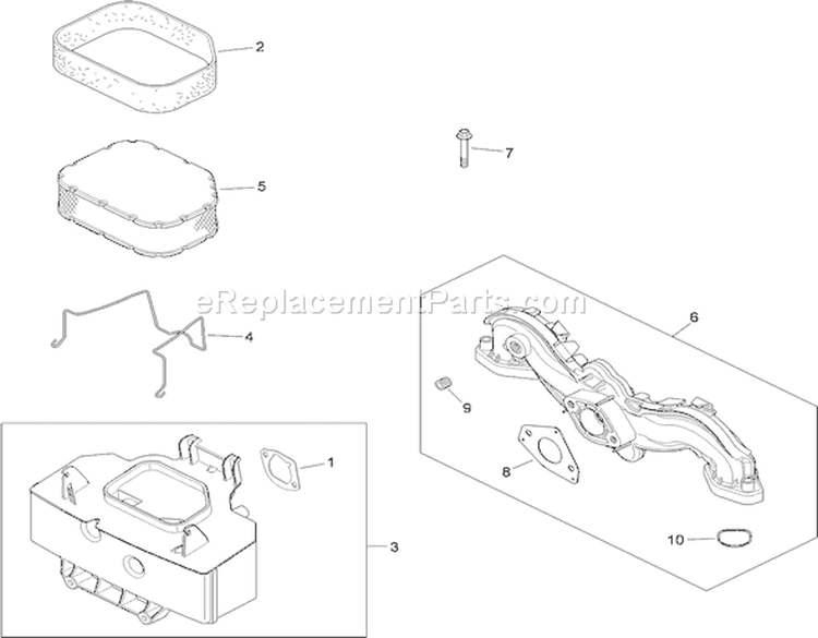 Air Intake and Filtration Assembly Diagram and Parts List for 74822 290000001-290999999 - 2009 Toro Lawn Tractor