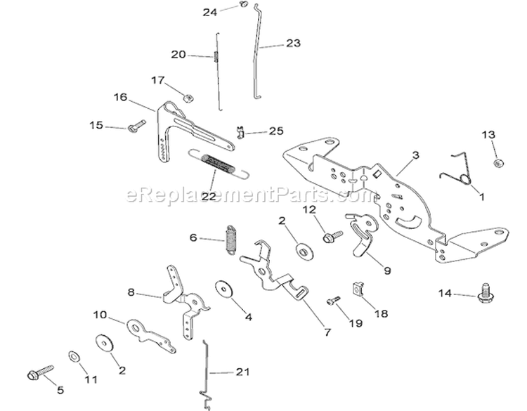 Engine Control Assembly Diagram and Parts List for 74823 290000001-290999999 - 2009 Toro Lawn Tractor