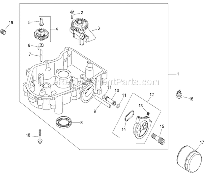 Oil Pan and Lubrication Assembly Diagram and Parts List for 74823 290000001-290999999 - 2009 Toro Lawn Tractor