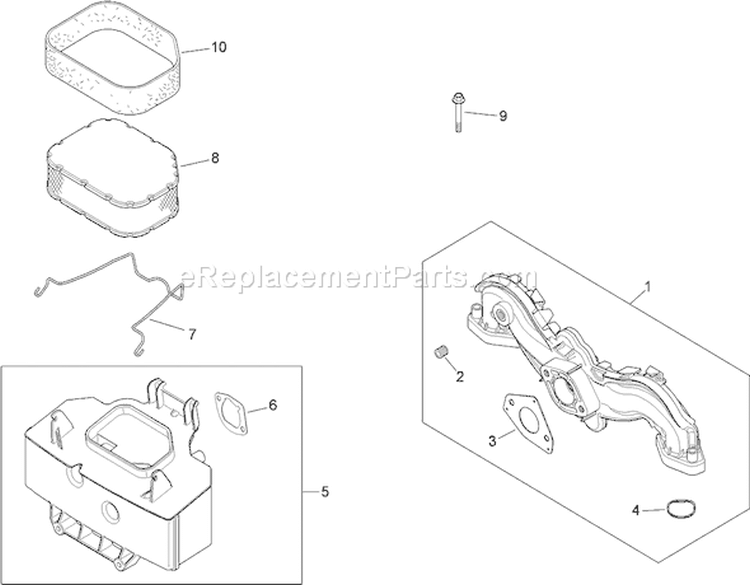 Air Intake and Filtration Assembly Diagram and Parts List for 74823 290000001-290999999 - 2009 Toro Lawn Tractor