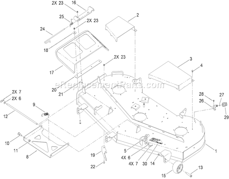 60 Inch Deck Assembly Diagram and Parts List for 74824 290000001-290999999 - 2009 Toro Lawn Tractor