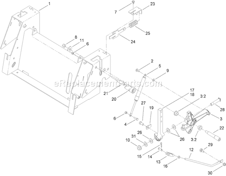 Motion Control Assembly Diagram and Parts List for 74824 310000001-310999999 - 2010 Toro Lawn Tractor