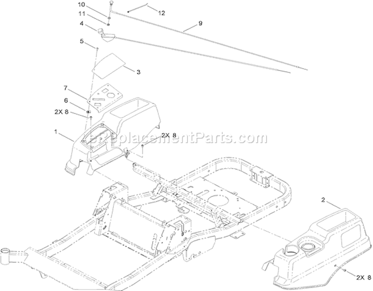 Body and Styling Assembly Diagram and Parts List for 74824 310000001-310999999 - 2010 Toro Lawn Tractor