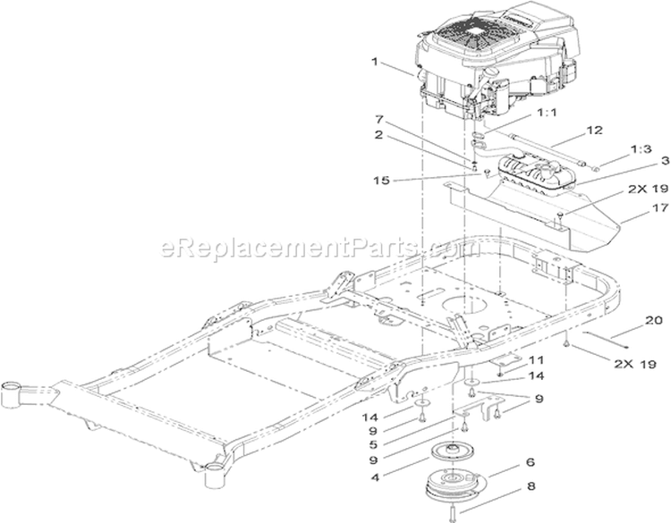 Engine Assembly Diagram and Parts List for 74832 310000001-310999999 - 2010 Toro Lawn Tractor