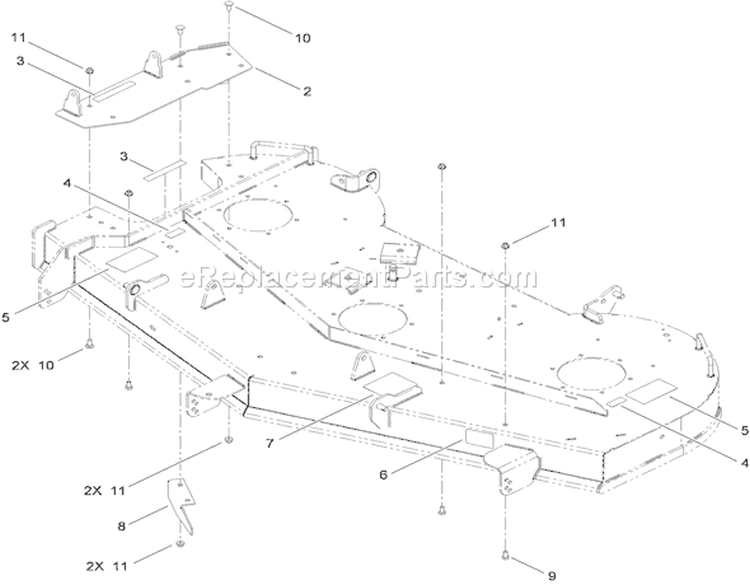 60 Inch Deck and Decal Assembly Diagram and Parts List for 74824 310000001-310999999 - 2010 Toro Lawn Tractor