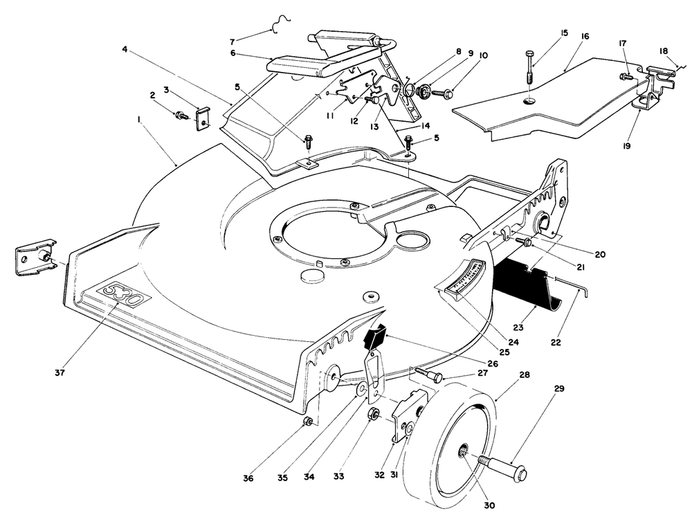 Housing Assembly Diagram and Parts List for 20810 4000001 - 4999999 Toro Lawn Mower