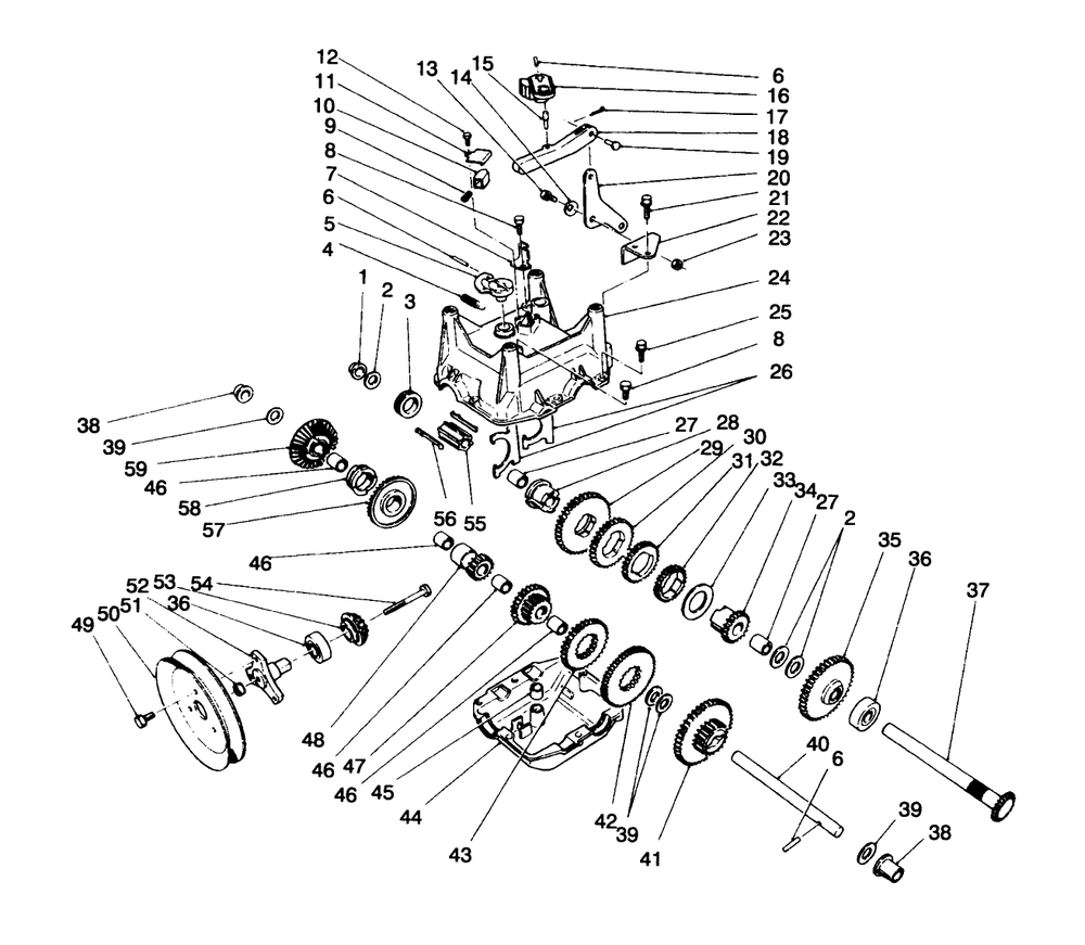 Transmission Assembly No. 66-8030 Diagram and Parts List for 38543 4900001 - 4999999 Toro Snow Blower