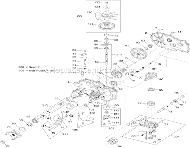 RH Hydro Assembly Diagram and Parts List for 74822 290000001-290999999 - 2009 Toro Lawn Tractor