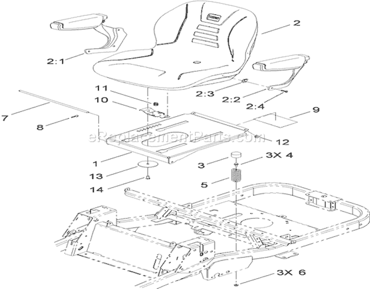 Seat Assembly Diagram and Parts List for 74914 290000001-290999999 - 2009 Toro Lawn Tractor