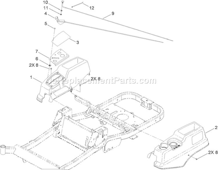 Body and Styling Assembly Diagram and Parts List for 74914 290000001-290999999 - 2009 Toro Lawn Tractor
