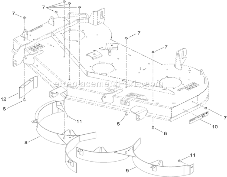 Deck Baffle Assembly Diagram and Parts List for 74914 290000001-290999999 - 2009 Toro Lawn Tractor