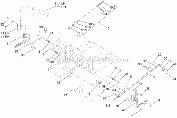 Steering Control Assembly Diagram and Parts List for 74263CP 270000001-270999999 Toro Lawn Mower
