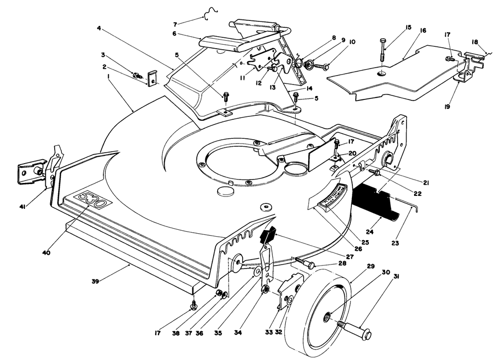 Housing Assembly Diagram and Parts List for 20705 5000001 - 5999999 Toro Lawn Mower