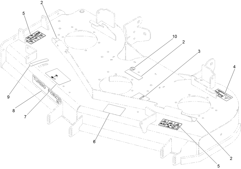 Deck Decal Assembly Diagram and Parts List for 74923TE (312000001-312999999)(2012) Toro Lawn Mower