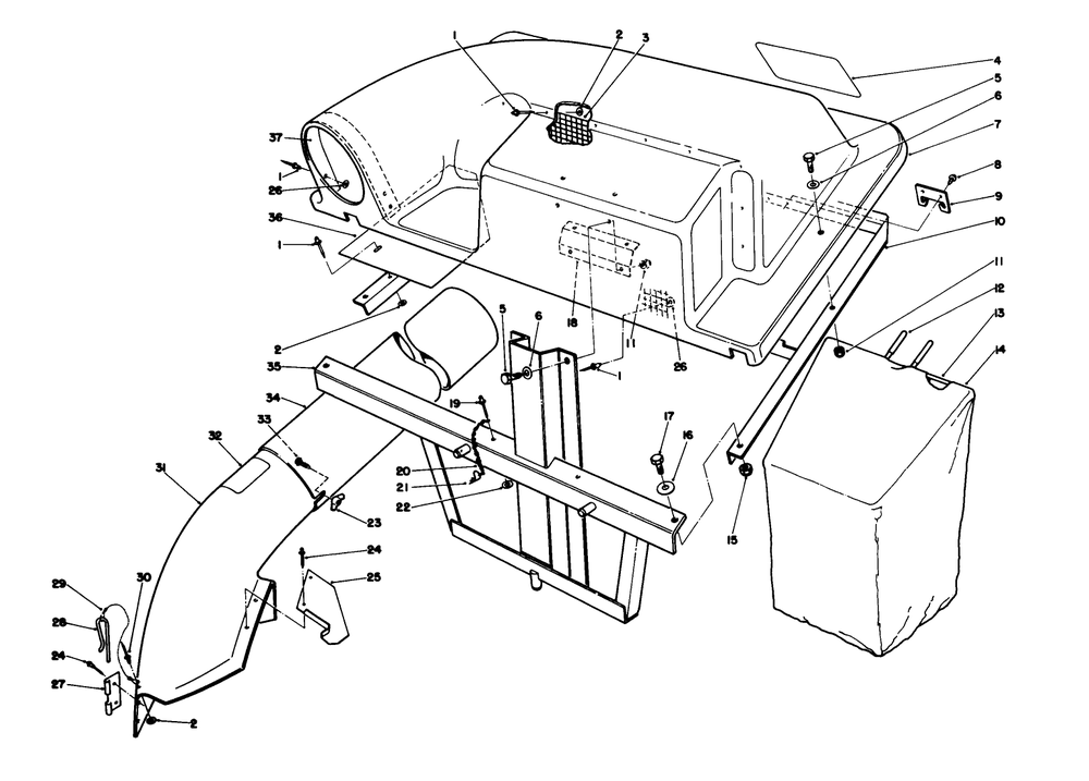 Twin Bagger Grass Catcher Model No. 59184 (Optional) Diagram and Parts List for 56150 9000001 - 9999999 Toro Lawn Tractor