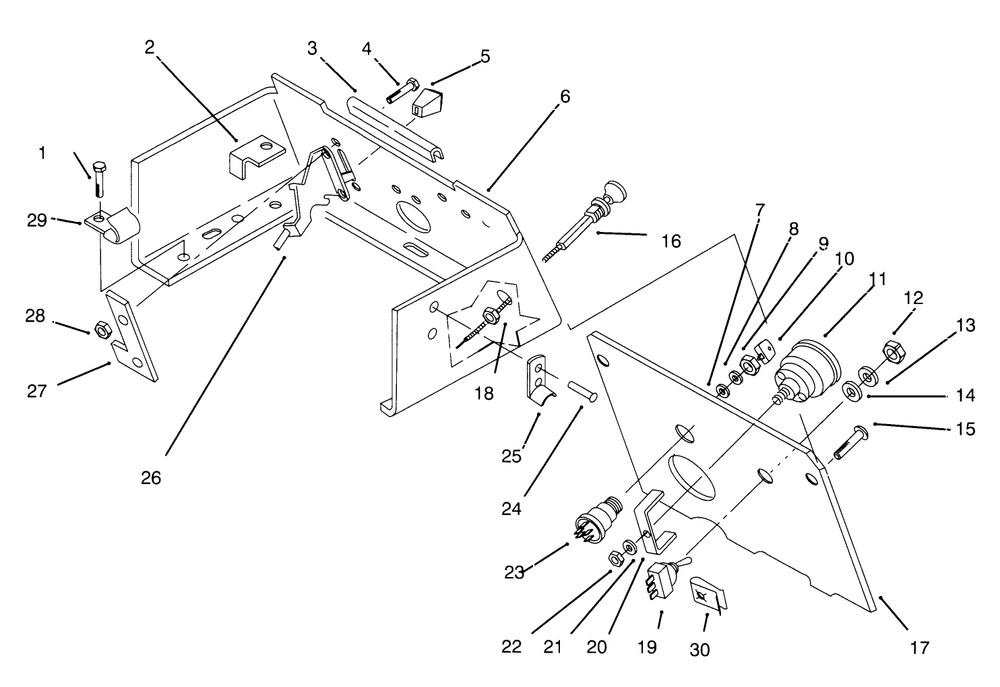 Control Panel Diagram and Parts List for 73362 6900001 - 6999999 Toro Lawn Tractor