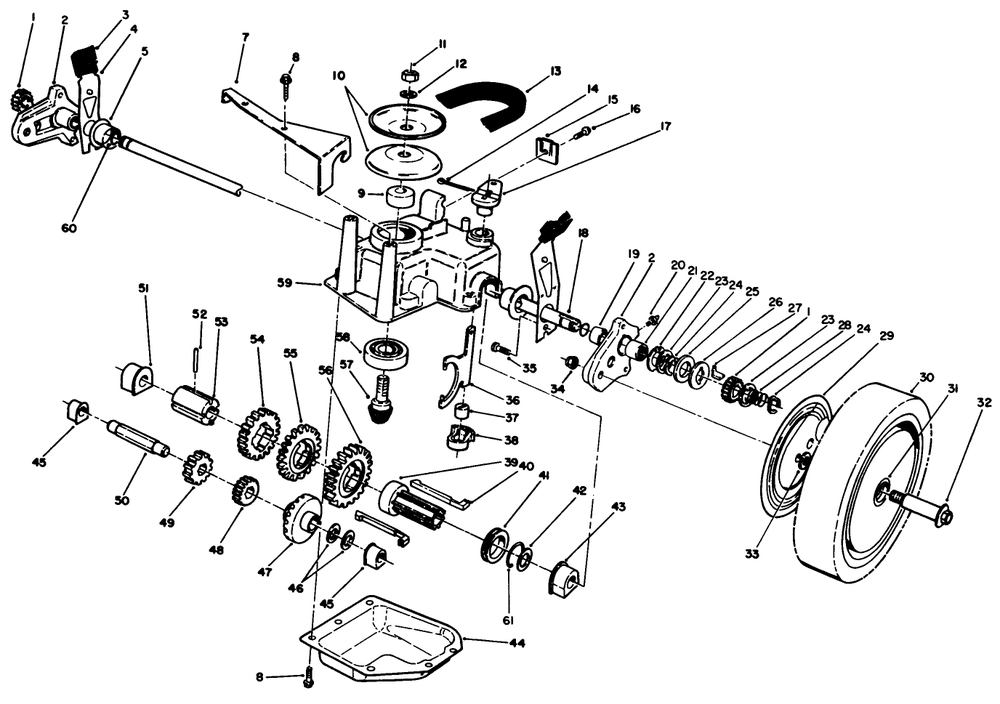 Gear Case Assembly Diagram and Parts List for 20611 9000001 - 9999999 Toro Lawn Mower