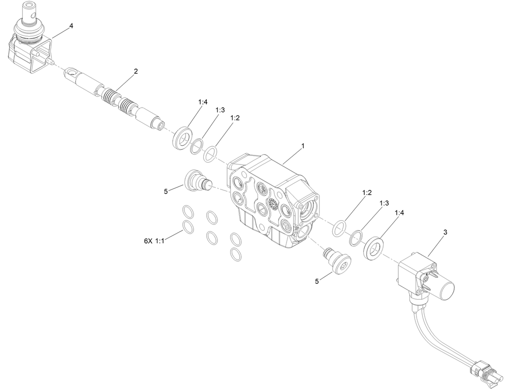 Parallel Valve Section Assembly No. 139-1344 Diagram and Parts List for 22983 413000000 - 999999999 Toro Lawn Tractor Accessories