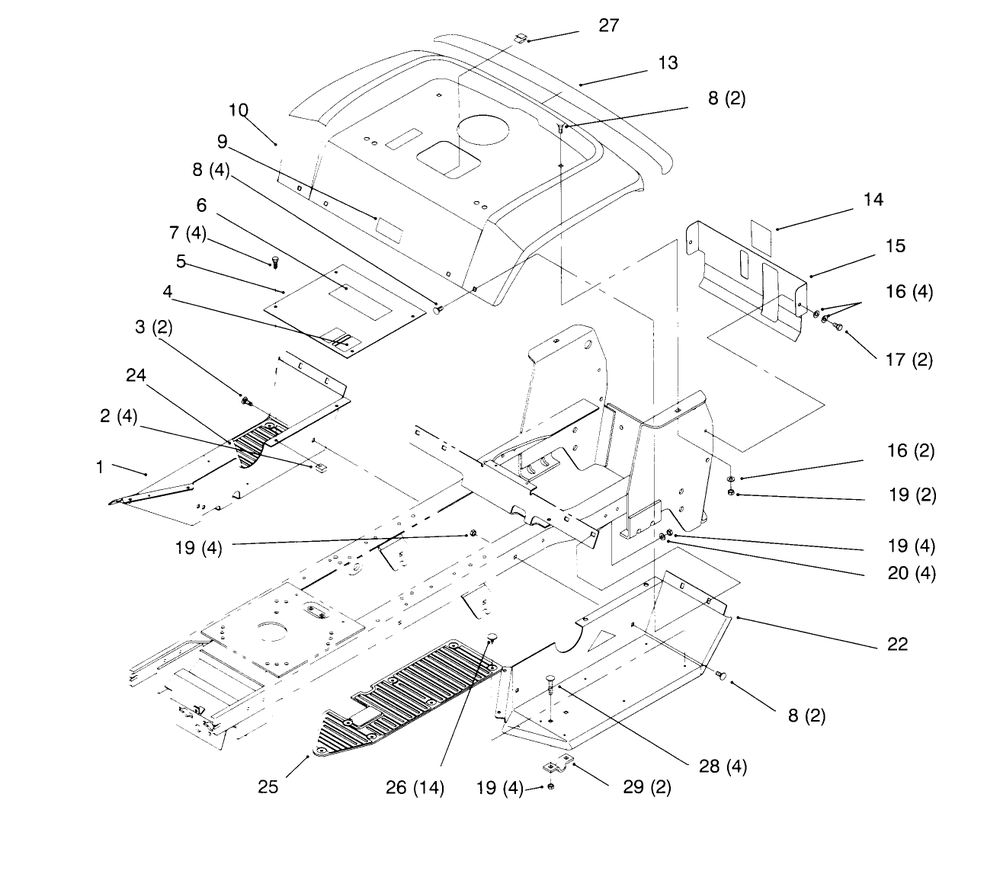 Fender And Footrest Diagram and Parts List for 72084 6900001 - 6999999 Toro Lawn Tractor