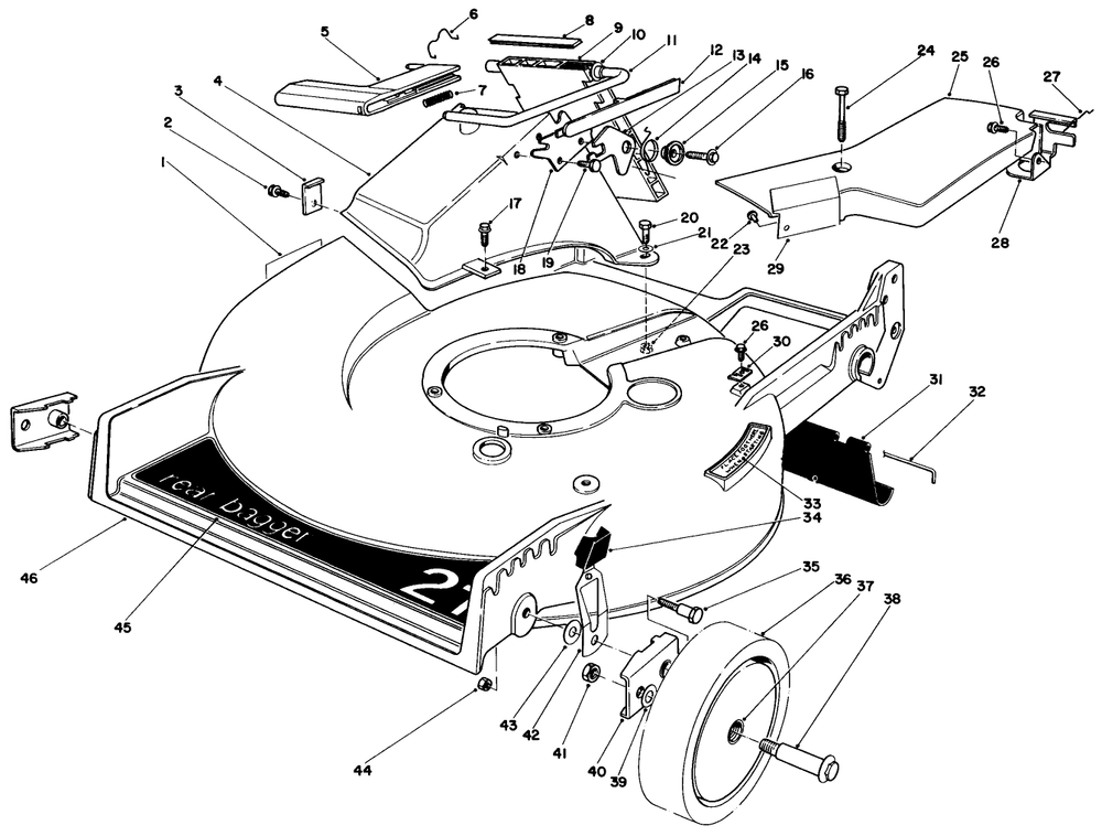 Housing Assembly Diagram and Parts List for 20661 3000001 - 3999999 Toro Lawn Mower