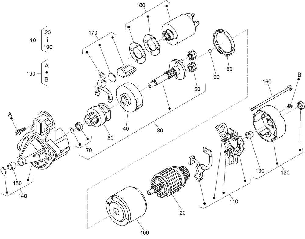 Starter Component Assembly Diagram and Parts List for 74279TE (316000001-316999999)(2016) Toro Lawn Tractor