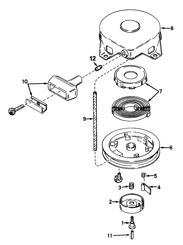 Rewind Starter No. 590420a Diagram and Parts List for 23267 5000001 - 5999999 Toro Lawn Mower
