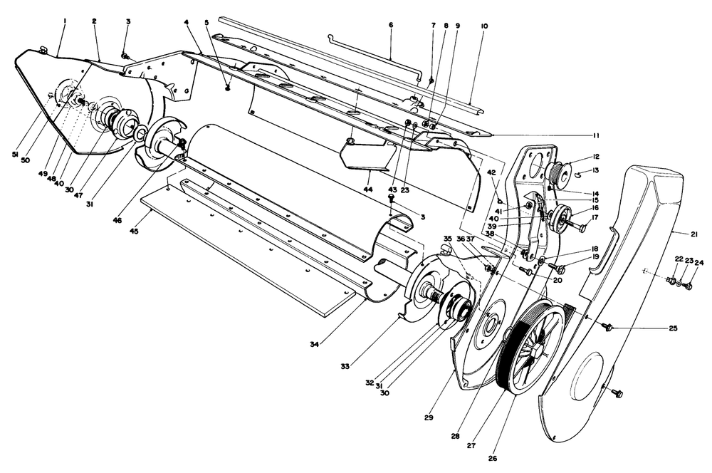 Lower Main Frame Assembly Diagram and Parts List for 38165 8000001 - 8999999 Toro Snow Blower