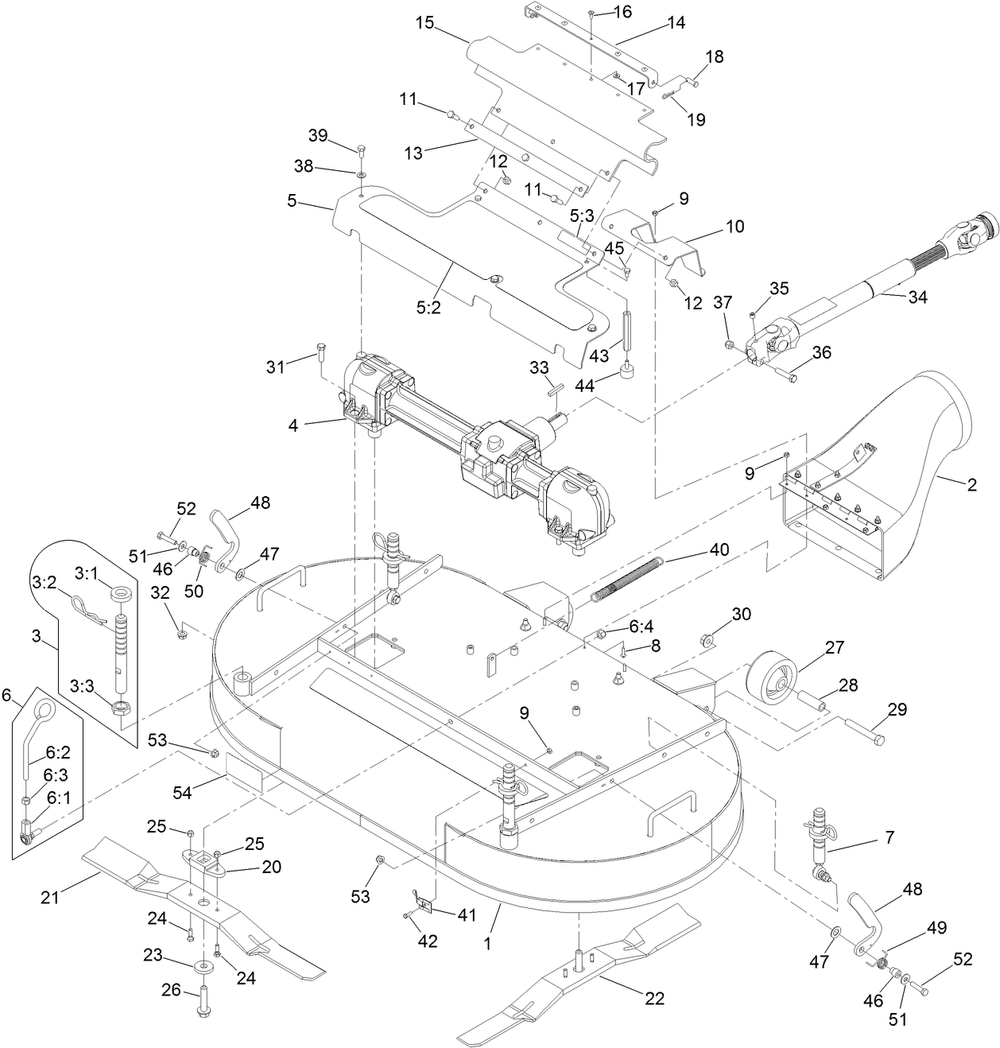Deck Assembly Diagram and Parts List for 74319 400000000 - 999999999 Toro Lawn Tractor