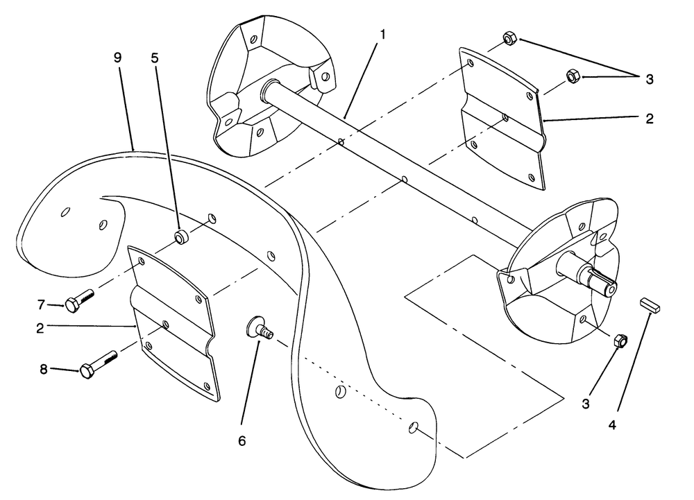 Rotor Assembly Diagram and Parts List for 38191 3900001 - 3999999 Toro Snow Blower