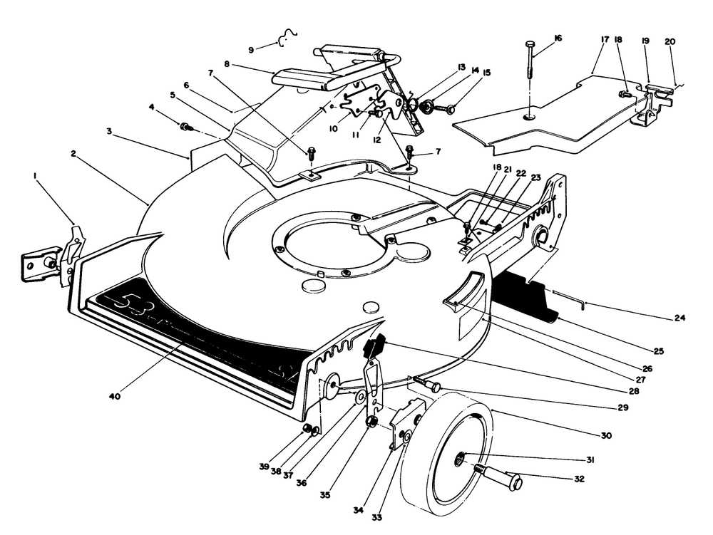 Housing Assembly Diagram and Parts List for 20622C 9000001 - 9999999 Toro Lawn Mower