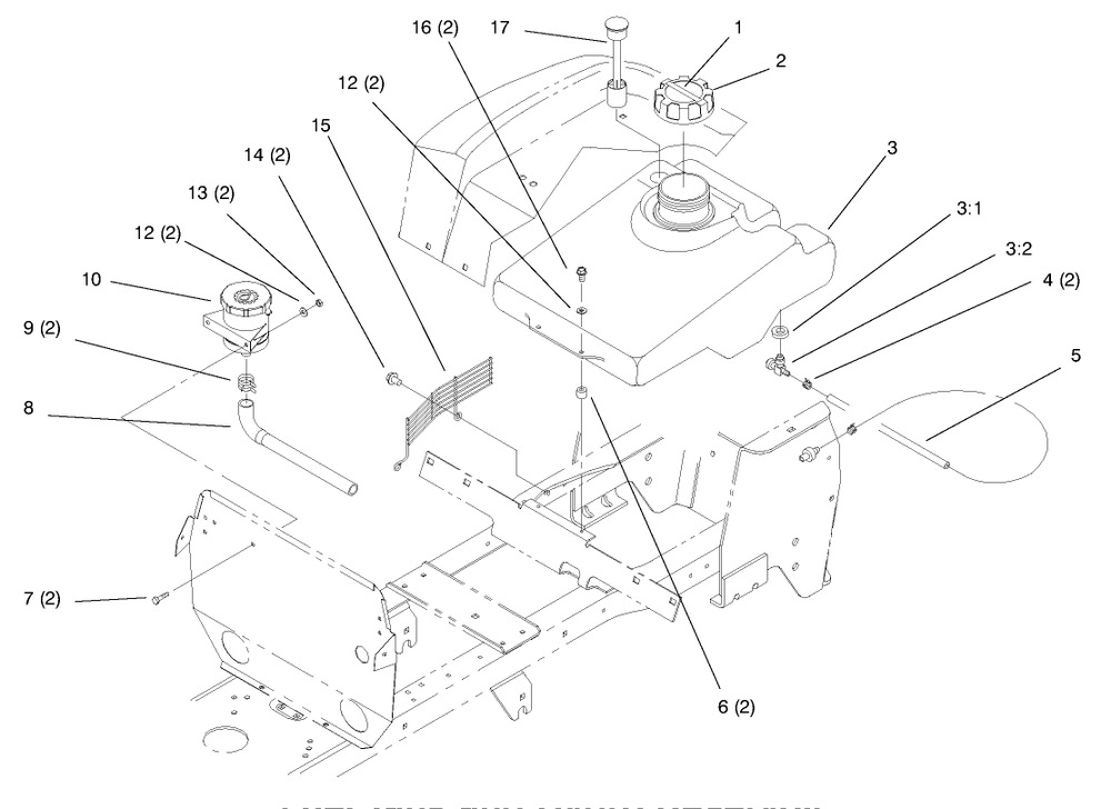 Fuel Tank And Hydro Reservoir Diagram and Parts List for 72110 6900001 - 6999999 Toro Lawn Tractor