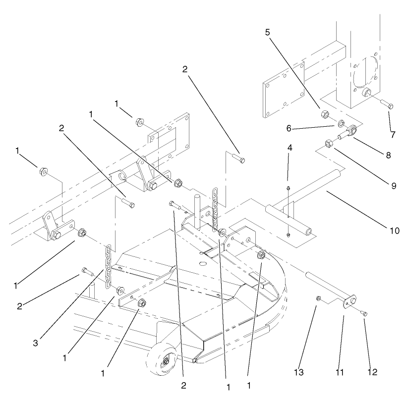 Frame And Deck Assembly Diagram and Parts List for 74236 (220000001-220999999)(2002) Toro Lawn Mower