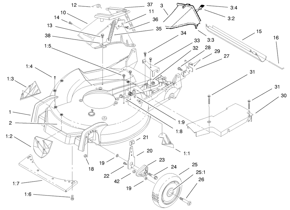 Housing Assembly Diagram and Parts List for 20786 9900001 - 9999999 Toro Lawn Mower