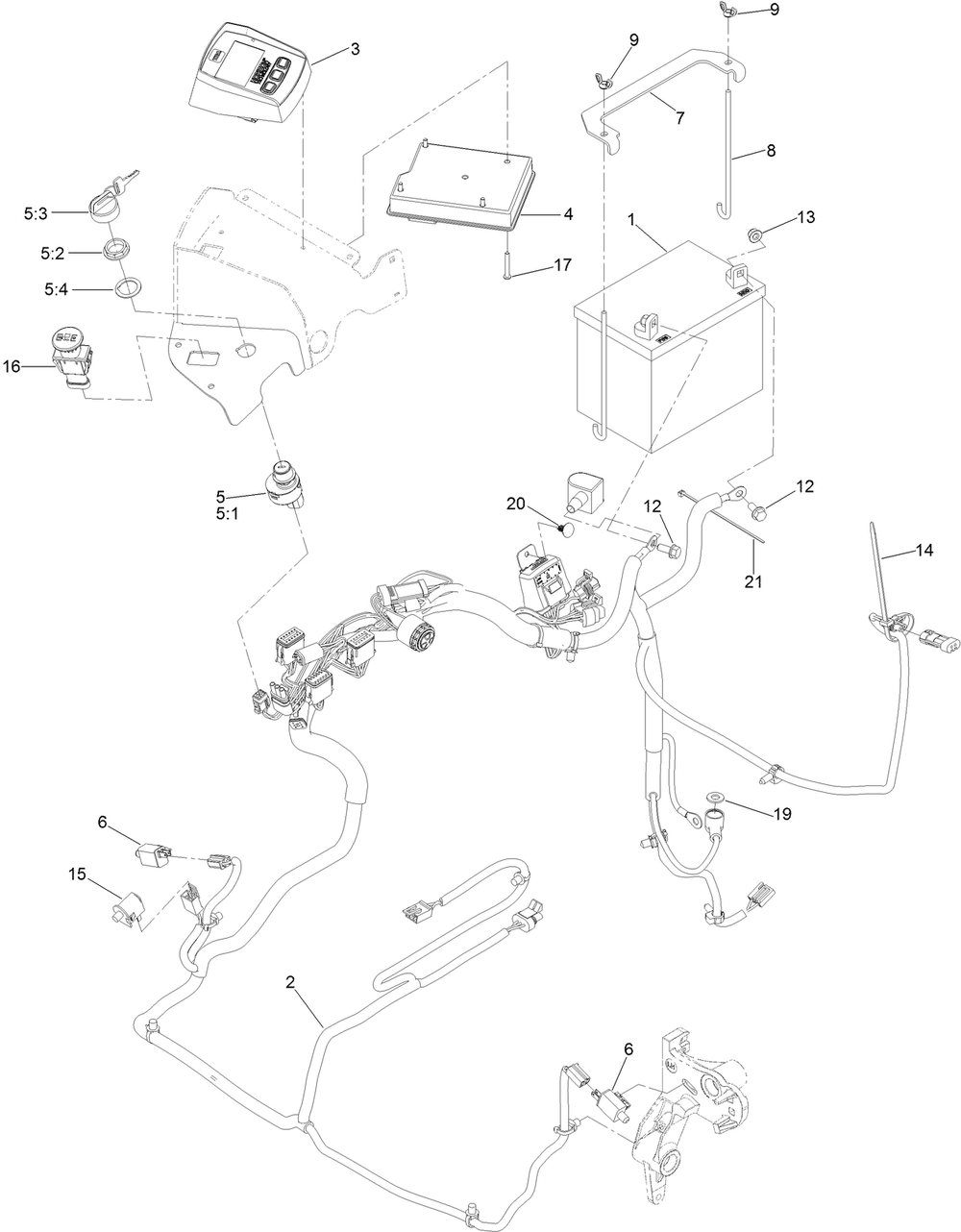 Electrical Assembly Diagram and Parts List for 74946 402000000-403226807 Toro Lawn Mower