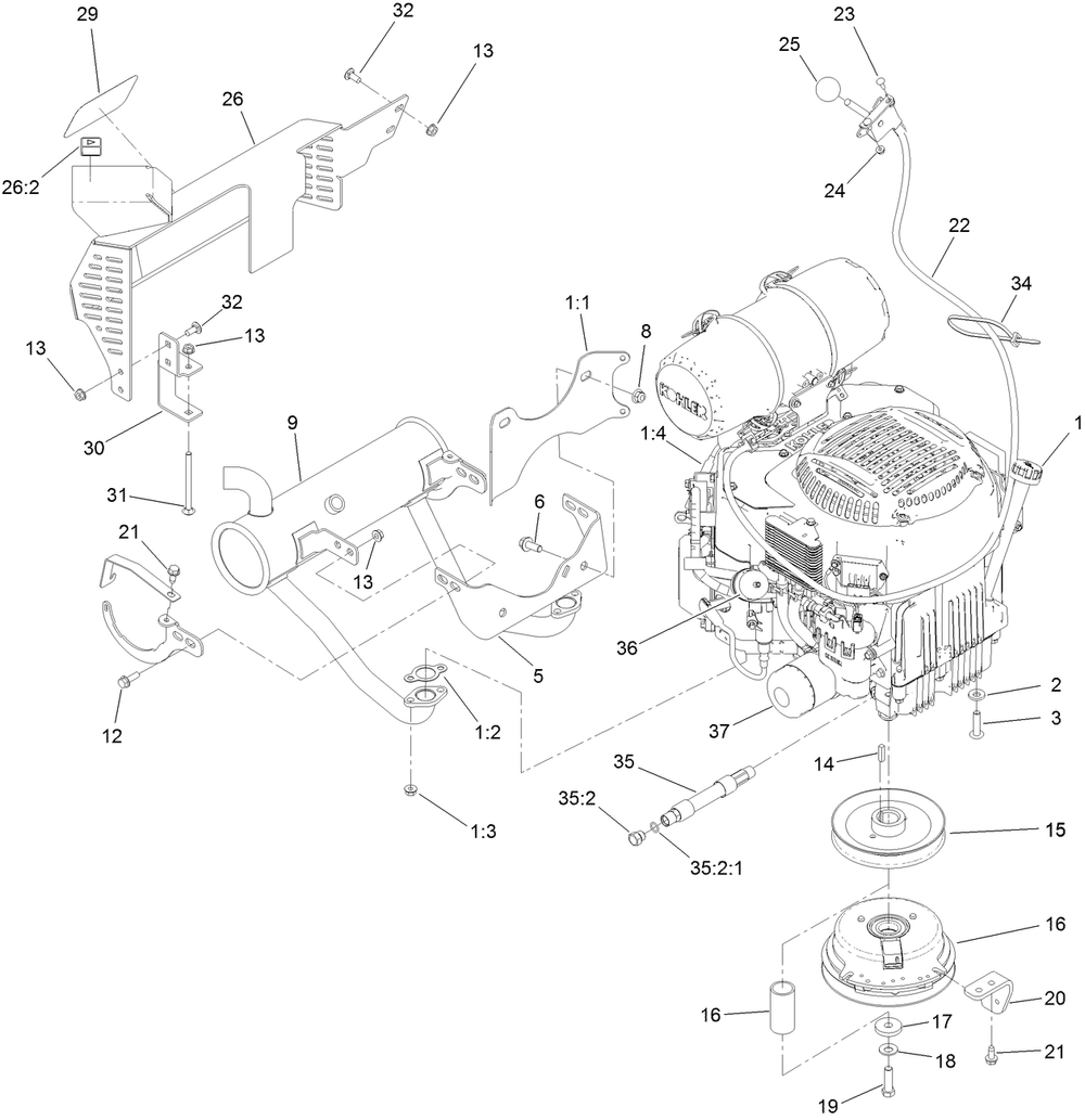 Engine Assembly Diagram and Parts List for 74513 404314200-999999999 Toro Lawn Mower