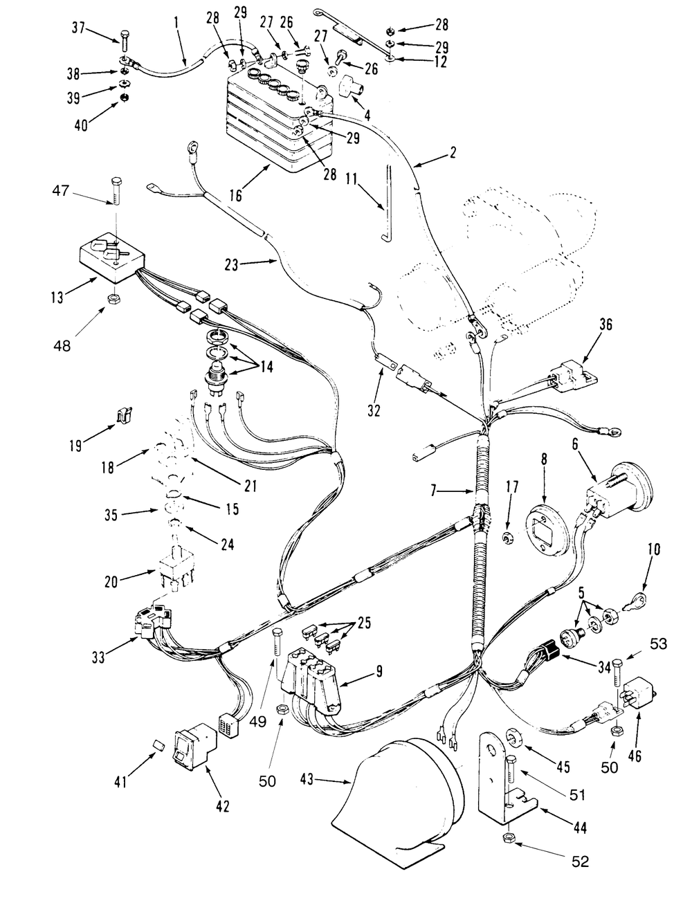 Electrical System Diagram and Parts List for 74140 590001 - 599999 Toro Lawn Tractor