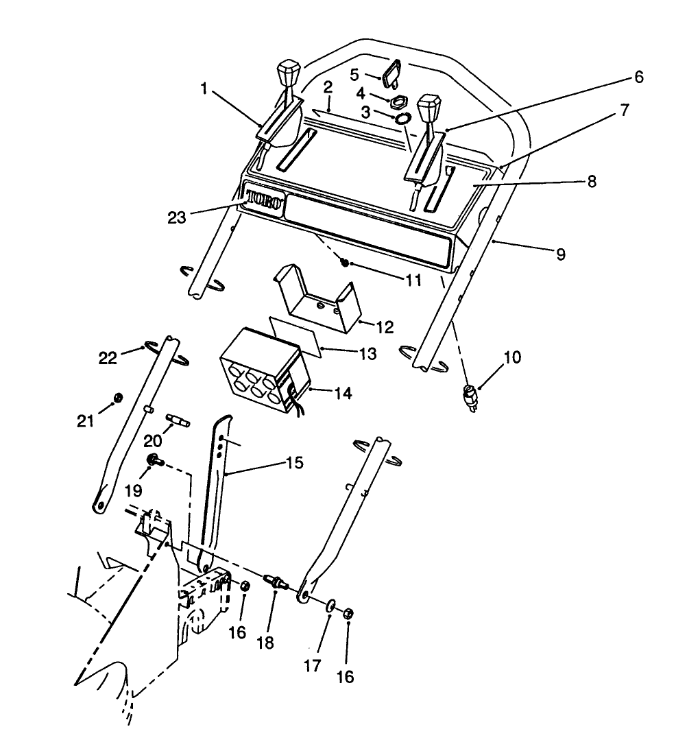 Handle Assembly Diagram and Parts List for 26624C 9000001 - 9999999 Toro Lawn Mower