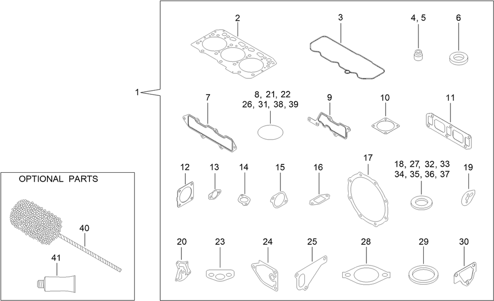 Gasket Set Diagram and Parts List for 22370 413000000 - 414487256 Toro Lawn Tractor Accessories