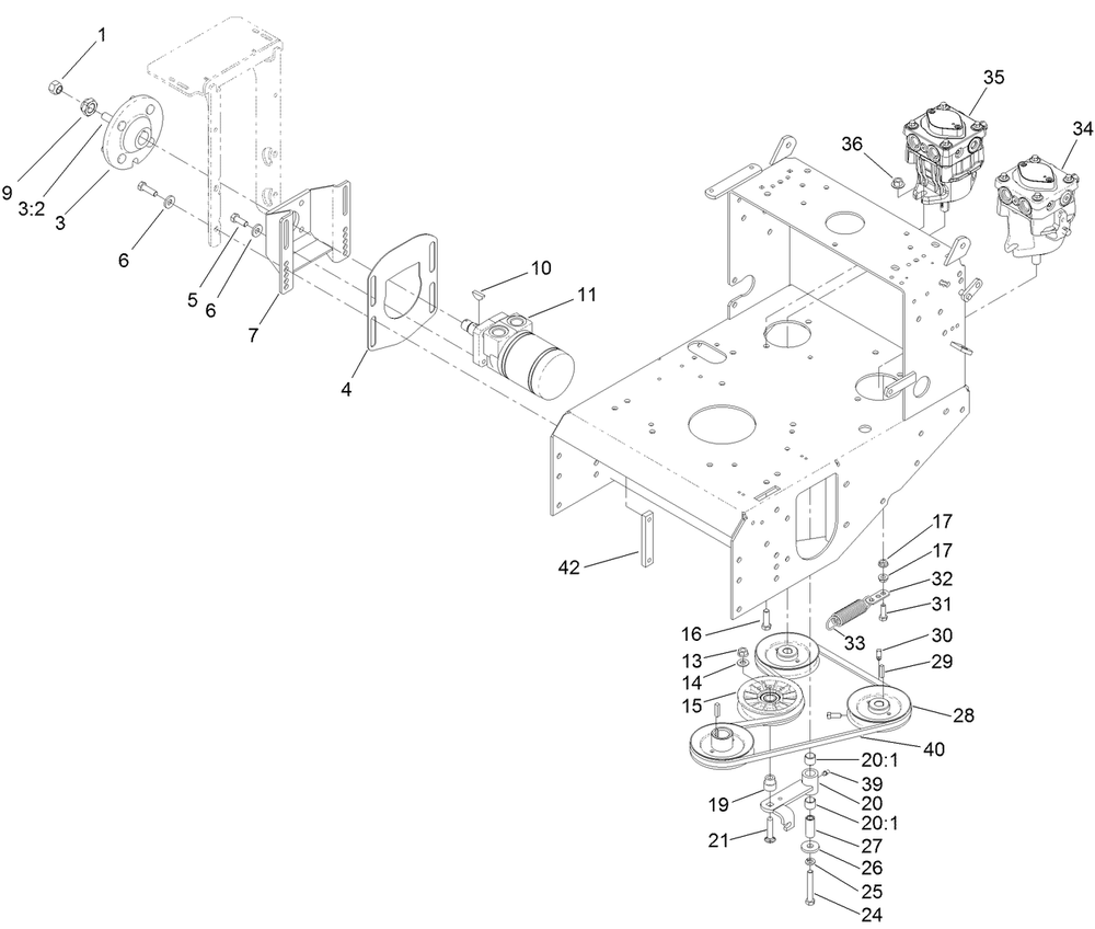 Drive Assembly Diagram and Parts List for 31914 405300000-410299999 Toro Lawn Mower