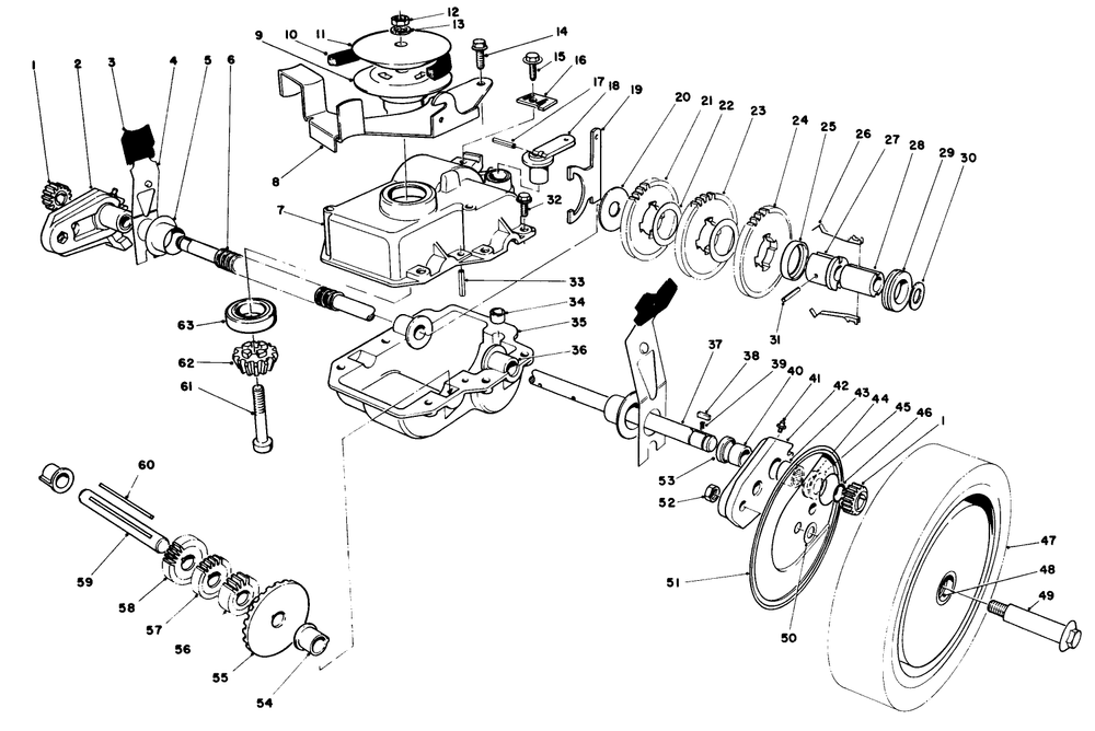 Gear Case Assembly Diagram and Parts List for 20705 4000001 - 4999999 Toro Lawn Mower