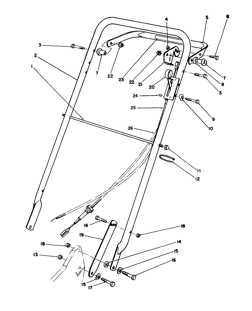 Handle Assembly Diagram and Parts List for 22622 0000001 - 0999999 Toro Lawn Mower