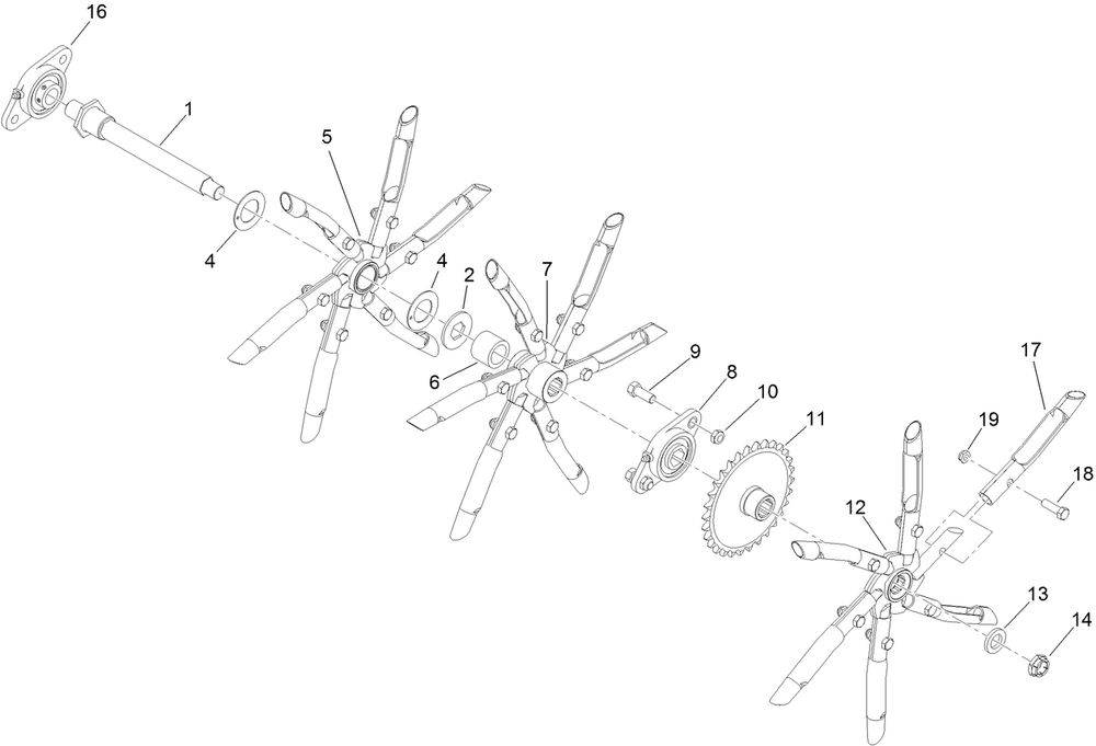 Left Hand Tine Wheel Assembly No. 126-9550 Diagram and Parts List for 29516 413000000 - 999999999 Toro Aerator