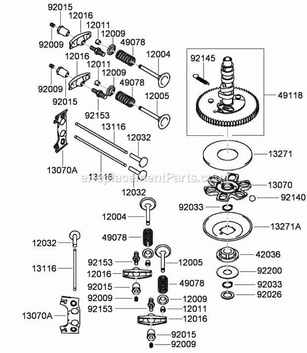 Valve And Camshaft Assembly Kawasaki Fh680v-B Diagram and Parts List for 74921 290000001-290999999 Toro Lawn Mower