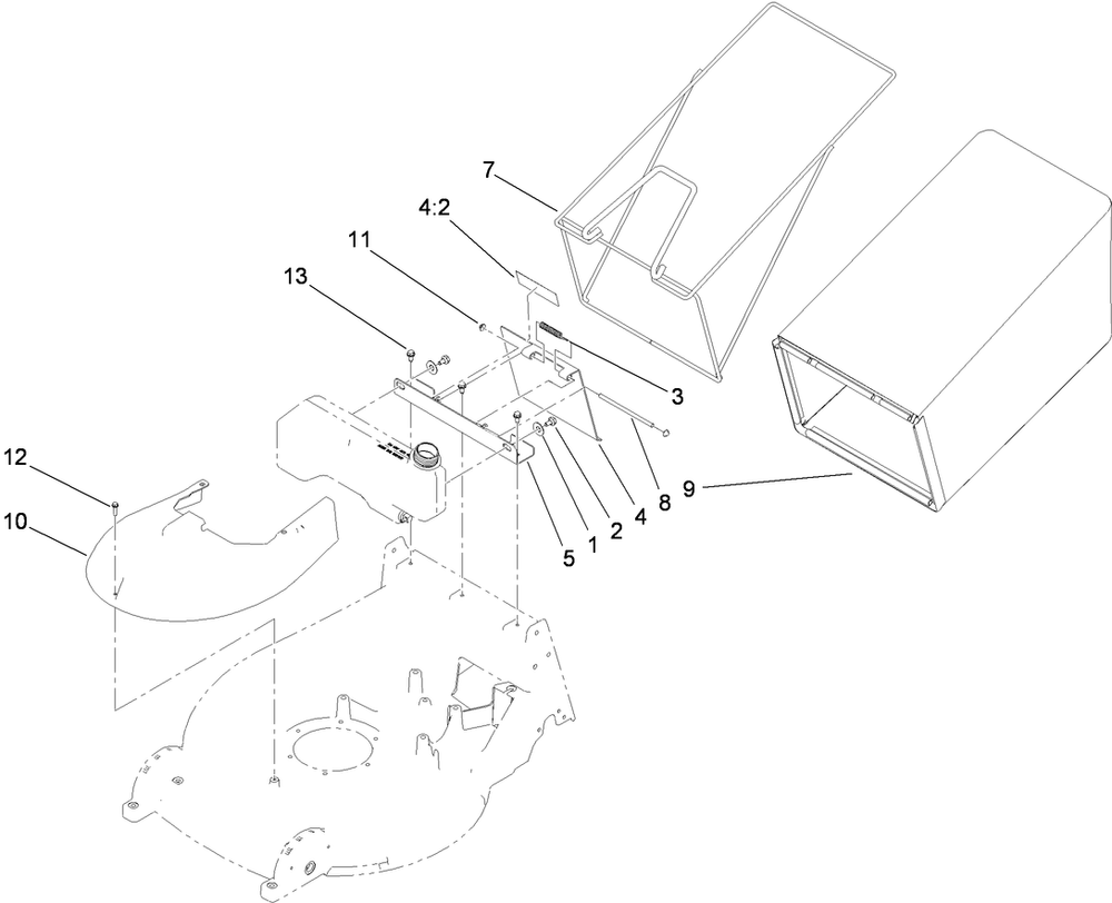 Bag And Door Assembly Diagram and Parts List for 22200TE (280000001-280999999)(2008) Toro Lawn Mower