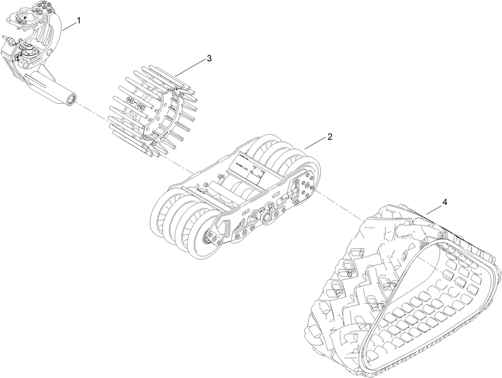 Front Right And Rear Left Track Assembly Diagram and Parts List for 25429E  Toro Lawn Tractor Accessories