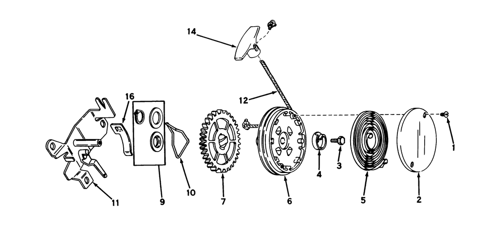 Rewind Starter No. 590519 Diagram and Parts List for 20810 0000001 - 0999999 Toro Lawn Mower