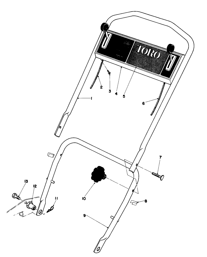 Handle Assembly Diagram and Parts List for 18095 9000001 - 9999999 Toro Lawn Mower