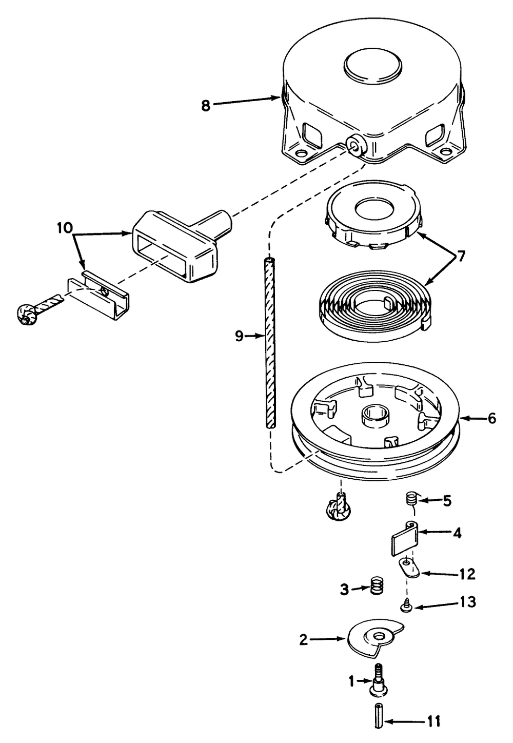 Rewind Starter No. 590473 Diagram and Parts List for 31304 4000001 - 4999999 Toro Snow Blower