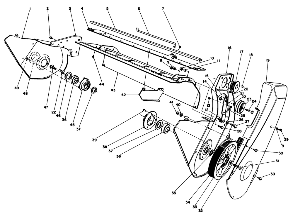 Lower Frame Assembly Diagram and Parts List for 38115C 7000001 - 7999999 Toro Snow Blower